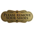 thumbnail image 1 of Designer PLEASE REMOVE YOUR SHOES Thank You Sign - Gold Large, 1 of 2
