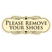 Designer PLEASE REMOVE YOUR SHOES Thank You Sign - Ivory / Dark Brown Small