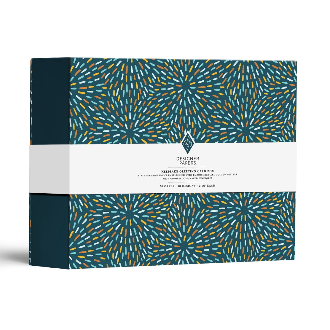Designer Papers Birthday Greeting Card Assortment with Organizer Box (36 Cards with Envelopes) Sparks of Joy