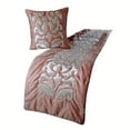 thumbnail image 1 of Designer Peach & Ivory Queen 74 x 18 inch Bed Runner without Pillow Cover, Velvet Applique Bed Scarf, Abstract Modern - Peach Elegance, 1 of 5