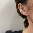 thumbnail image 1 of French Pearl Clip On Hoop Earrings 2Pcs Bone Cuff Earrings No Piercing Timeless Elegance, 1 of 4