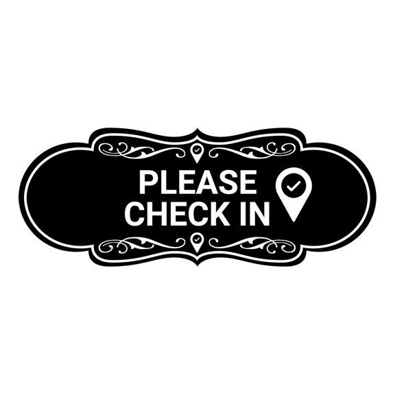 Designer Please Check In Sign (Black) - Medium
