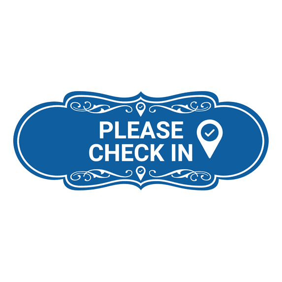 Designer Please Check In Sign (Blue) - Small