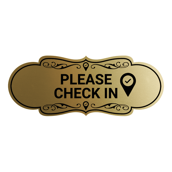 Designer Please Check In Sign (Brushed Gold) - Large