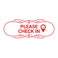 thumbnail image 1 of Designer Please Check In Sign (White/Red) - Large, 1 of 4