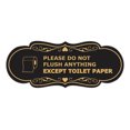 thumbnail image 1 of Designer Please Do Not Flush Anything Except Toilet Paper (Roll) Sign (Black /Gold) - Small, 1 of 5
