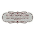 thumbnail image 1 of Designer Please Do Not Flush Etiqutte Sign(Light Grey / Burgundy) - Medium, 1 of 6