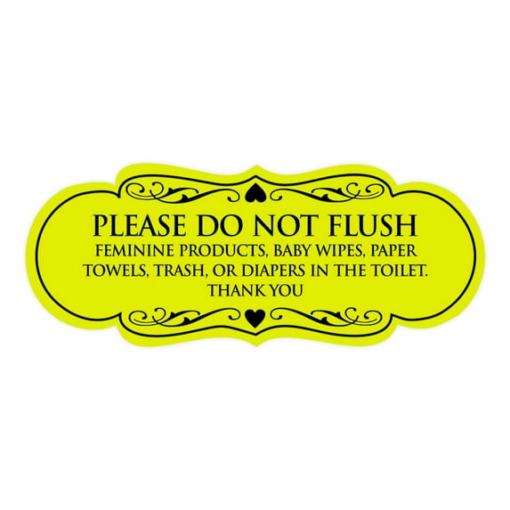 Designer Please Do Not Flush Etiqutte Sign(Yellow / Black) - Large