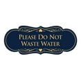 thumbnail image 1 of Designer Please Do Not Waste Water Sign(Navy Blue/Gold) - Large, 1 of 6