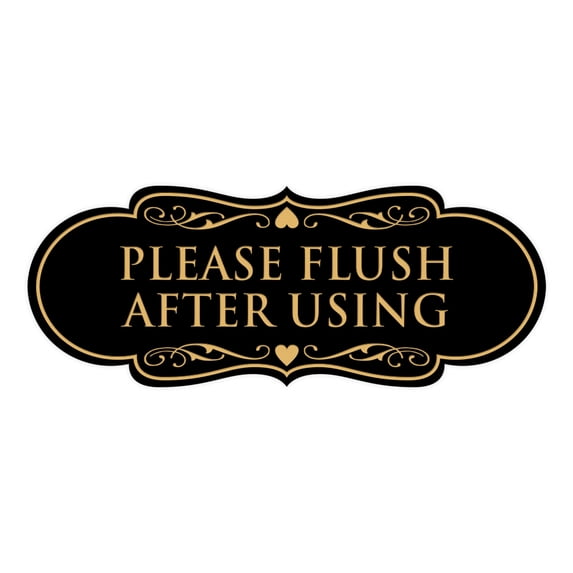 Designer Please Flush After Using Sign (Black Gold) - Medium