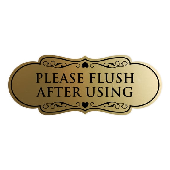 Designer Please Flush After Using Sign (Brushed Gold) - Small