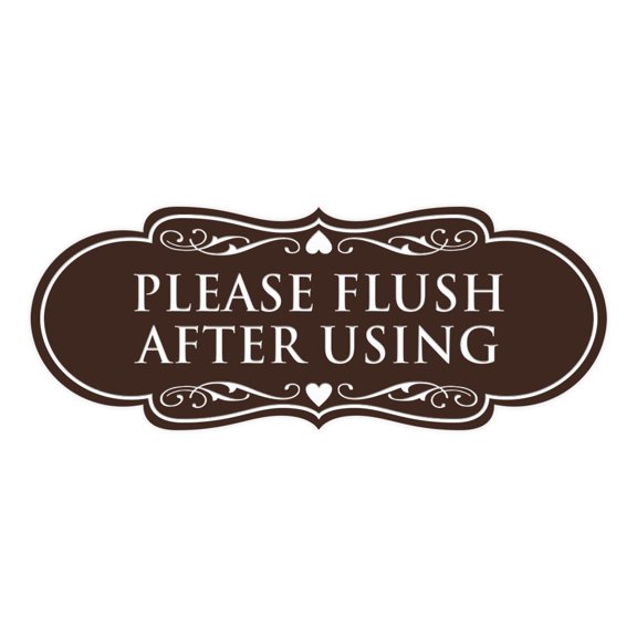 Designer Please Flush After Using Sign (Dark Brown) - Medium