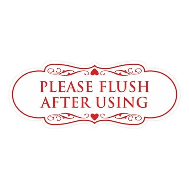 Designer Please Flush After Using Sign (White/Red) - Large