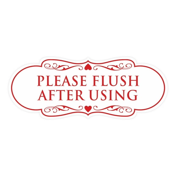 Designer Please Flush After Using Sign (White/Red) - Large