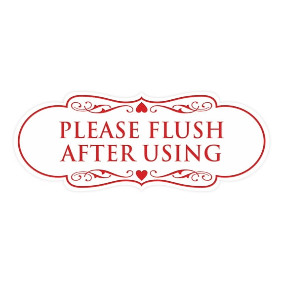 Designer Please Flush After Using Sign (White/Red) - Small