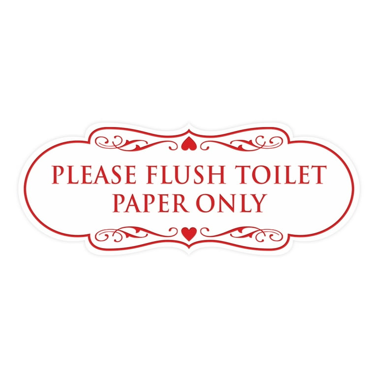 Designer Please Flush Toilet Paper Only Sign (White/Red) - Large - Walmart.com for Please Flush Toilet Sign Printable Free