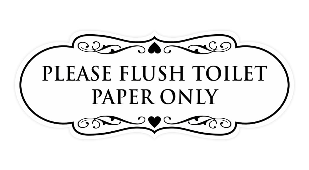 Designer Please Flush Toilet Paper Only Sign (White) - Small - Walmart.com