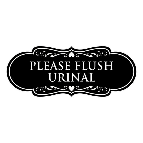 Designer Please Flush Urinal Sign (Black) - Medium