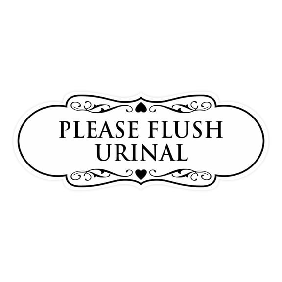 Designer Please Flush Urinal Sign (White) - Large