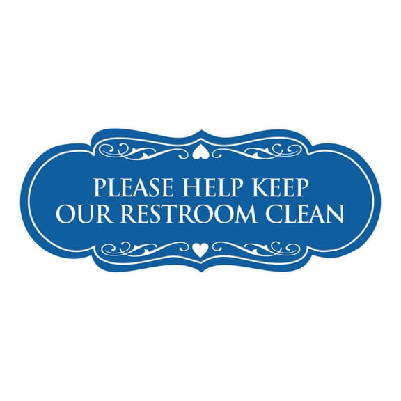 Designer Please Help Keep Our Restroom Clean Sign(Blue) - Large