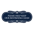 thumbnail image 1 of Designer Please Help Keep Our Restroom Clean Sign(Navy Blue / White) - Small, 1 of 6