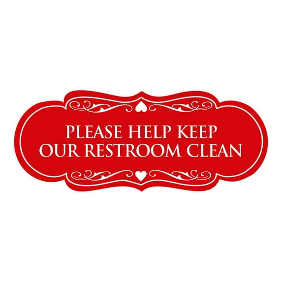 Designer Please Help Keep Our Restroom Clean Sign(Red) - Medium