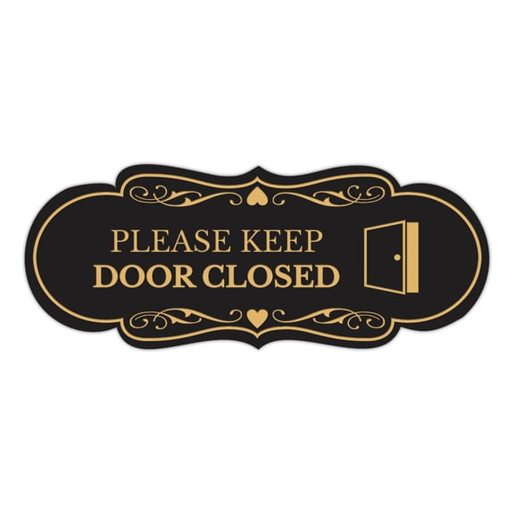 Designer Please Keep Door Closed (Image) Sign (Black Gold) - Medium