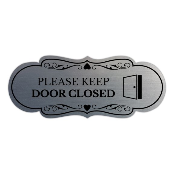 Designer Please Keep Door Closed (Image) Sign (Brushed Silver) - Medium