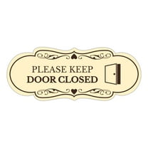 Designer Please Keep Door Closed (Image) Sign (Ivory/Dark Brown) - Medium