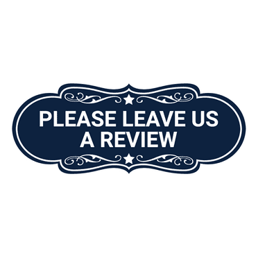 Designer Please Leave Us a Review Sign (Navy Blue / White) - Large