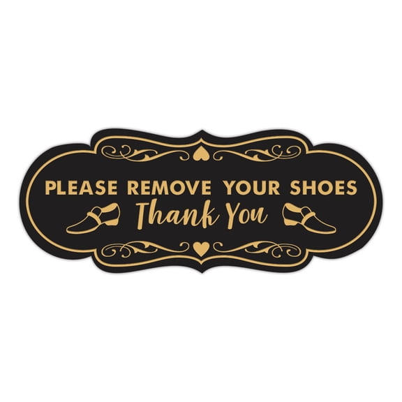 Designer Please Remove Your Shoes Thank You (Loafers) Sign (Black Gold) - Medium