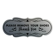 Designer Please Remove Your Shoes Thank You (Loafers) Sign (Brushed Silver) - Large
