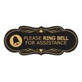 thumbnail image 1 of Designer Please Ring Bell for Assistance (Classic Bell) Sign (Black Gold) - Large, 1 of 5