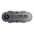thumbnail image 1 of Designer Please Ring Bell for Assistance (Classic Bell) Sign (Brushed Silver) - Small, 1 of 5