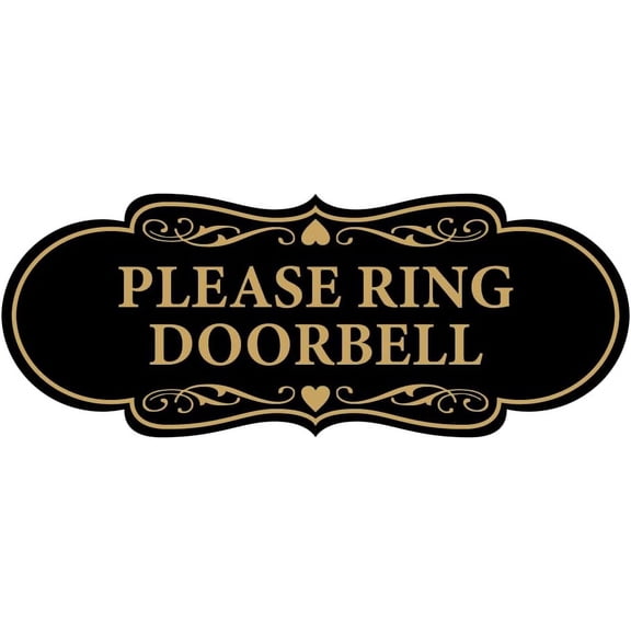 Designer Please Ring Sign (Black/Gold) - Small 1 Pack