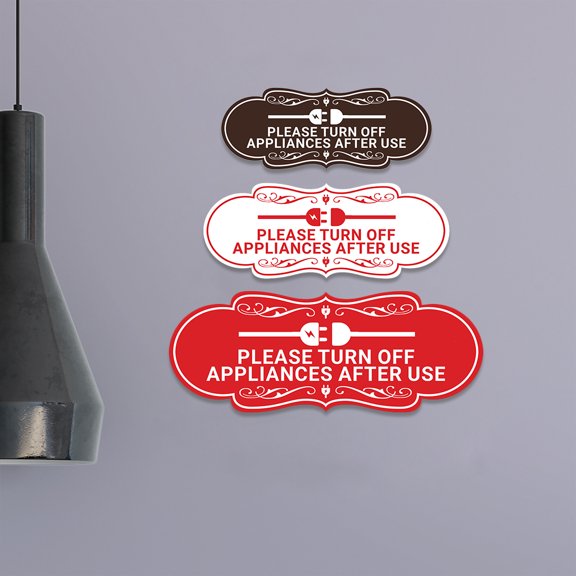 Designer Please Turn Off Appliances After Use Sign (Blue) - Large