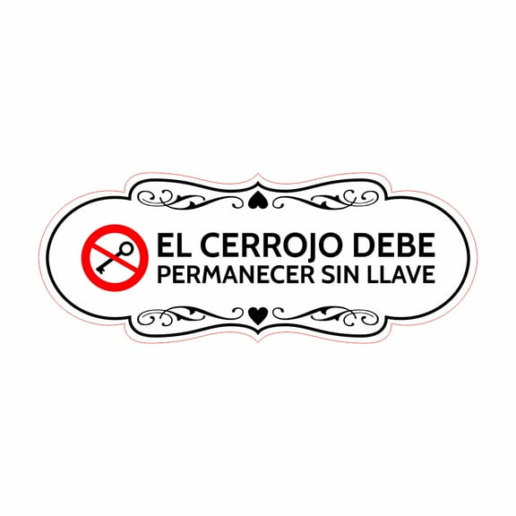 Designer Plus El cerrojo Debe Permanecer Sin Llave Wall or Door Sign | Spanish | Home Office Business Warning - Large