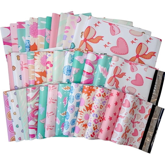 Designer Poly Mailer Variety Pack | Heavy Duty, Waterproof, Self-Seal, Tear-Resistant, Cute Mailing Envelopes