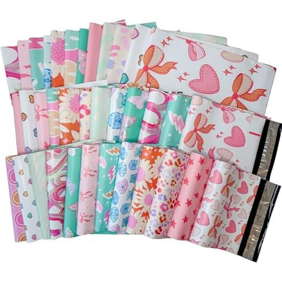 Designer Poly Mailer Variety Pack Heavy Duty Waterproof Self Seal Shipping Bags for Small Business Large Mailing Envelopes Bulk Tear Resistant Packaging 35 Pack$$