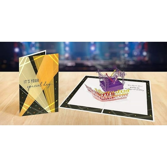Designer Pop!, Birthday Pop Up Greeting Card – “Day to Shine” Stage Lights and 3D Concert for Music Lovers (1 Card with Envelope)