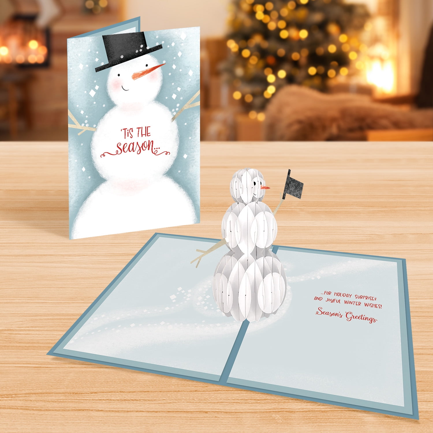 Designer Pop!, Christmas Pop-Up Greeting Card Jolly Snowman Design and 3D Pop-Up Card for Friends, Family and Special Someones (1 Card with 1 White Envelope)