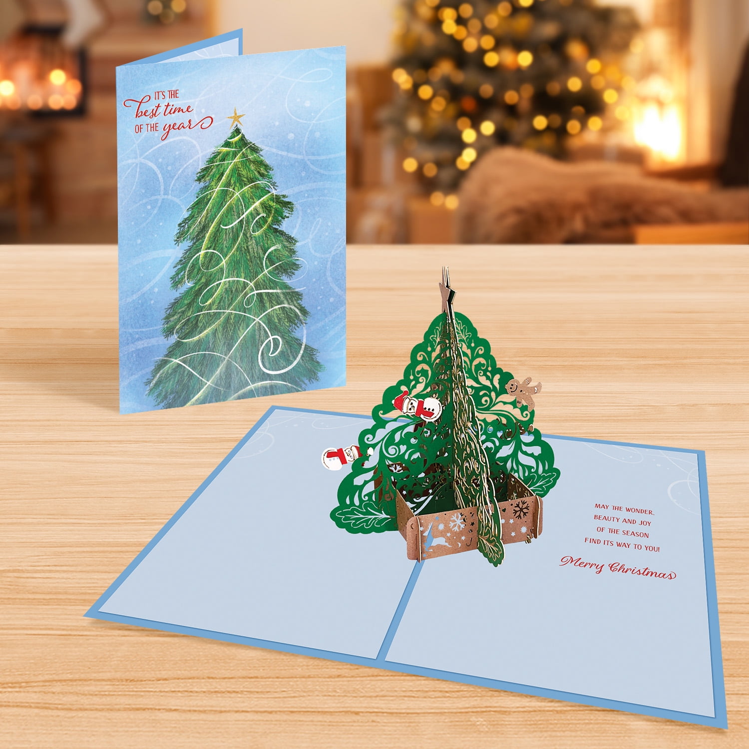 "Designer Pop!, Christmas Pop-Up Greeting Card Winter Tree Design with 3D Decorated Christmas Tree Card for Friends, Family and Special Someones (1 Card with 1 White Envelope) "