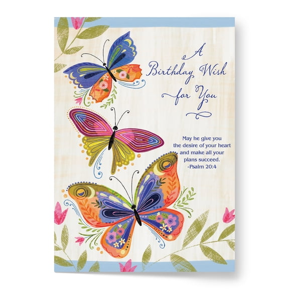 Designer Pop! Religious Birthday Pop Up Greeting Card  Gods Blessings 3-D Butterfly for Friends, Family and Special Someones (1 Card with Envelope) Includes Biblical Scripture