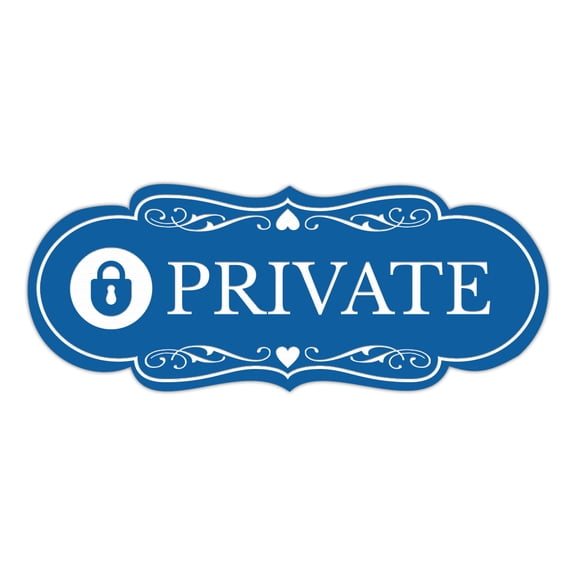 Designer Private (Lock) Sign (Blue) - Large