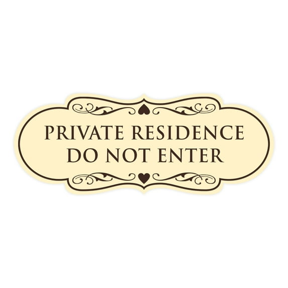 Designer Private Residence Do Not Enter Sign (Ivory/Dark Brown) - Medium