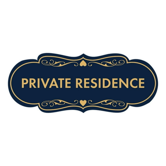 Designer Private Residence Sign (Navy Blue/Gold) - Large