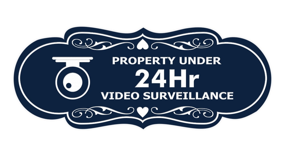 Designer Property Under 24Hr Video Surveillance (Camera) Sign (Navy ...