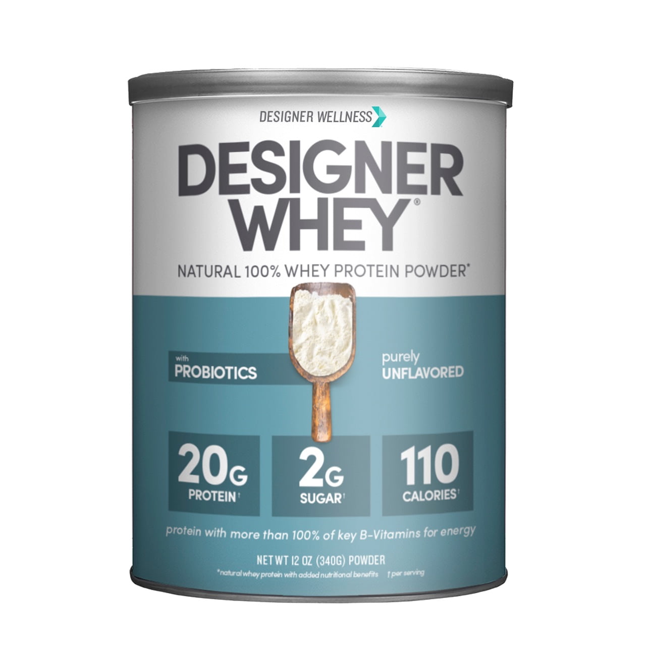 Designer Protein 100 Whey Protein Powder, Purely Unflavored, 20g