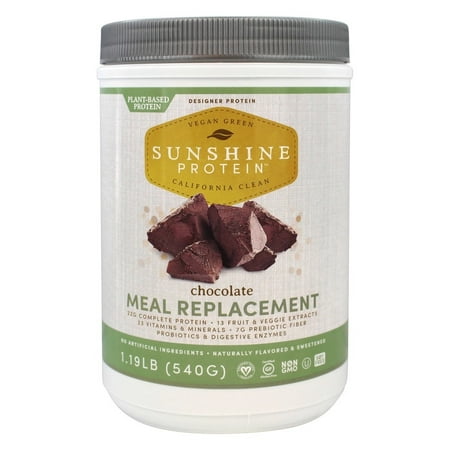 Designer Protein - Sunshine Plant Based Protein Meal Replacement Chocolate - 1.19 lb.