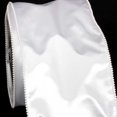 thumbnail image 1 of Designer Pure White Wired Pearl Edge Satin Craft Ribbon 6" x 20 Yards, 1 of 2